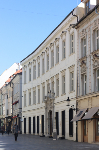 Pálffyho palác. 18. storočie. Ventúrska ulica. Zdroj info - PÚ SR