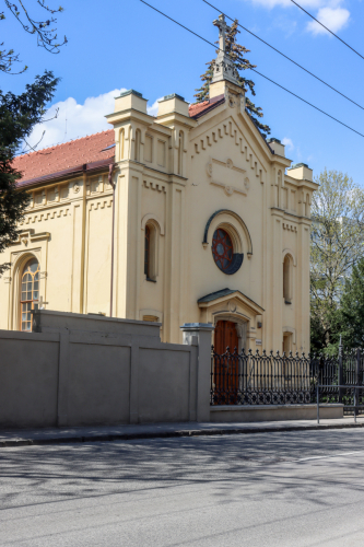 Bývalá kaplnka evanjelického cintorína. 19. storočie. Šulekova ulica / Palisády. Zdroj info - PÚ SR